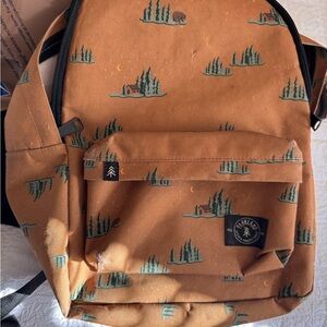 Tan Backpack with Forest Design